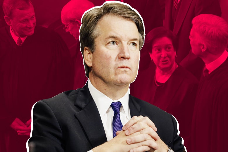 Brett Kavanaugh with other Supreme Court justices in background